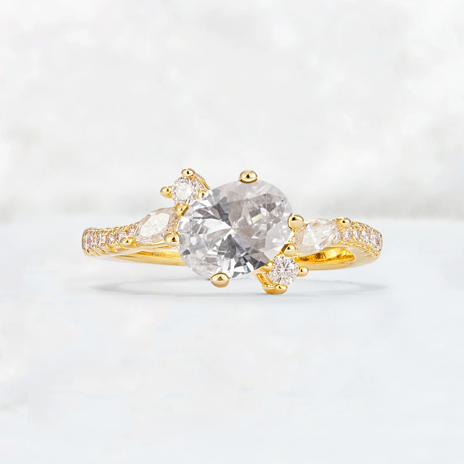 Vintage Oval Cut Moissanite Engagement Ring for Her