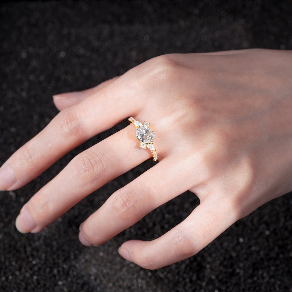 Vintage Oval Cut Moissanite Engagement Ring for Her - Additional view
