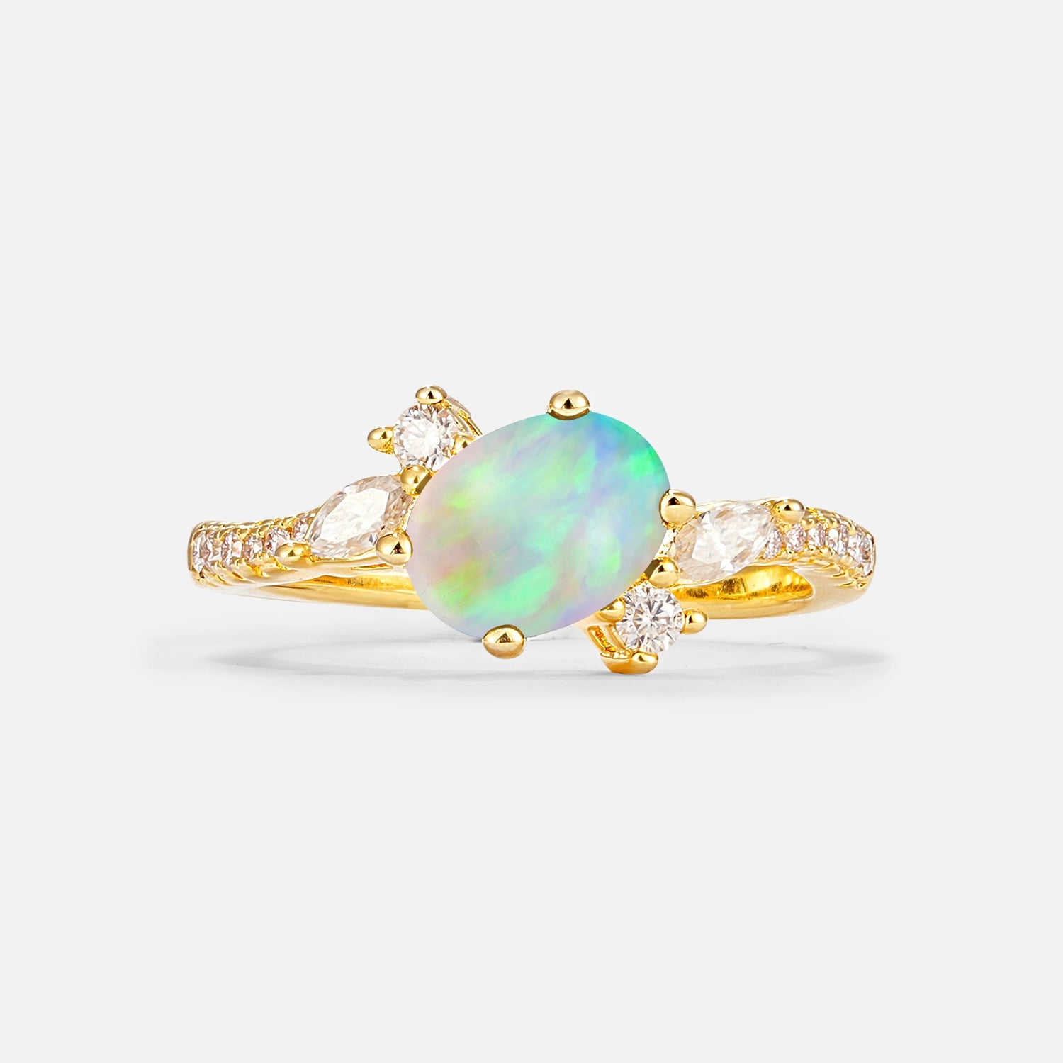 Vintage Oval Cut Fire Opal Engagement Ring for Her