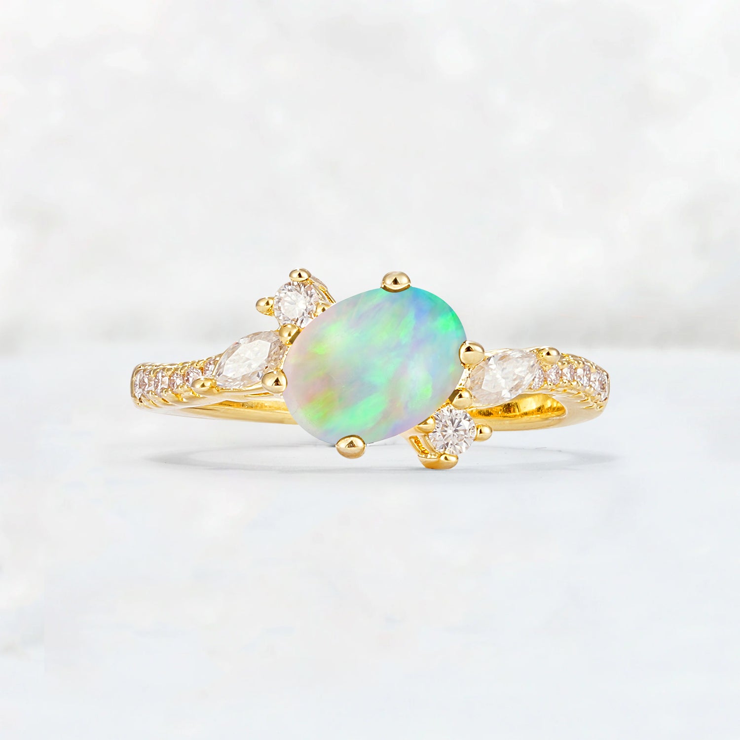 Vintage Oval Cut Fire Opal Engagement Ring for Her