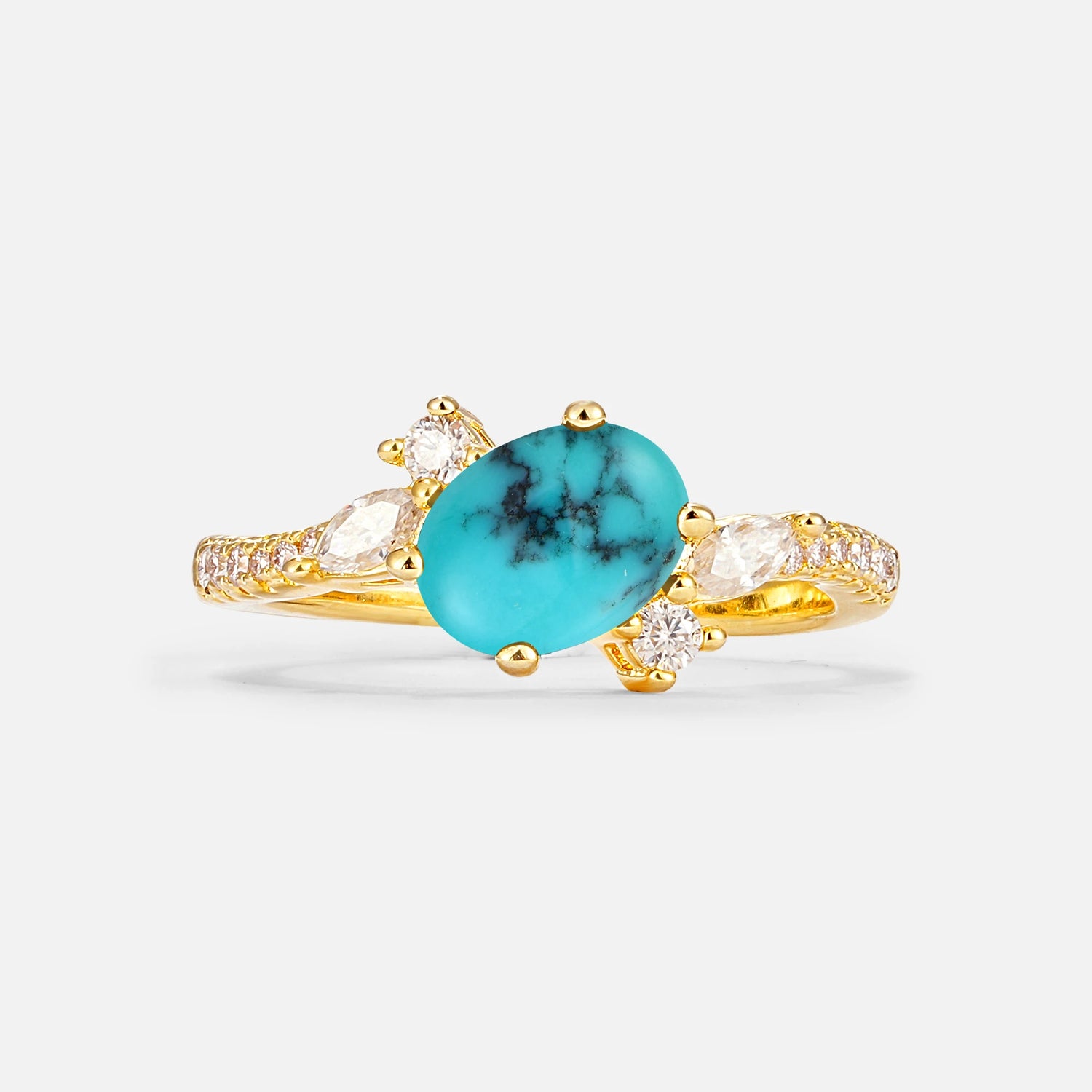 Vintage Oval Cut Turquoise Engagement Ring for Her