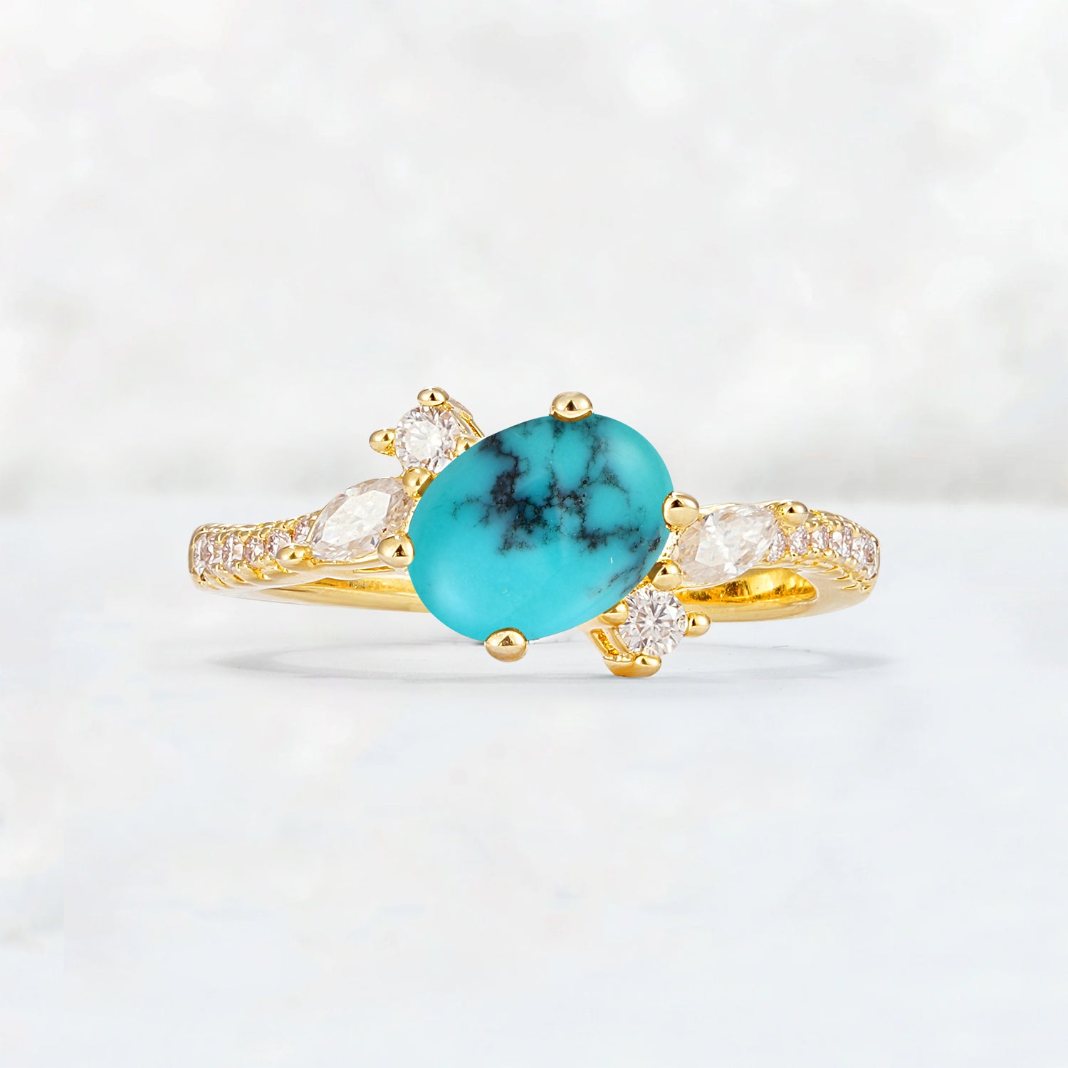 Vintage Oval Cut Turquoise Engagement Ring for Her
