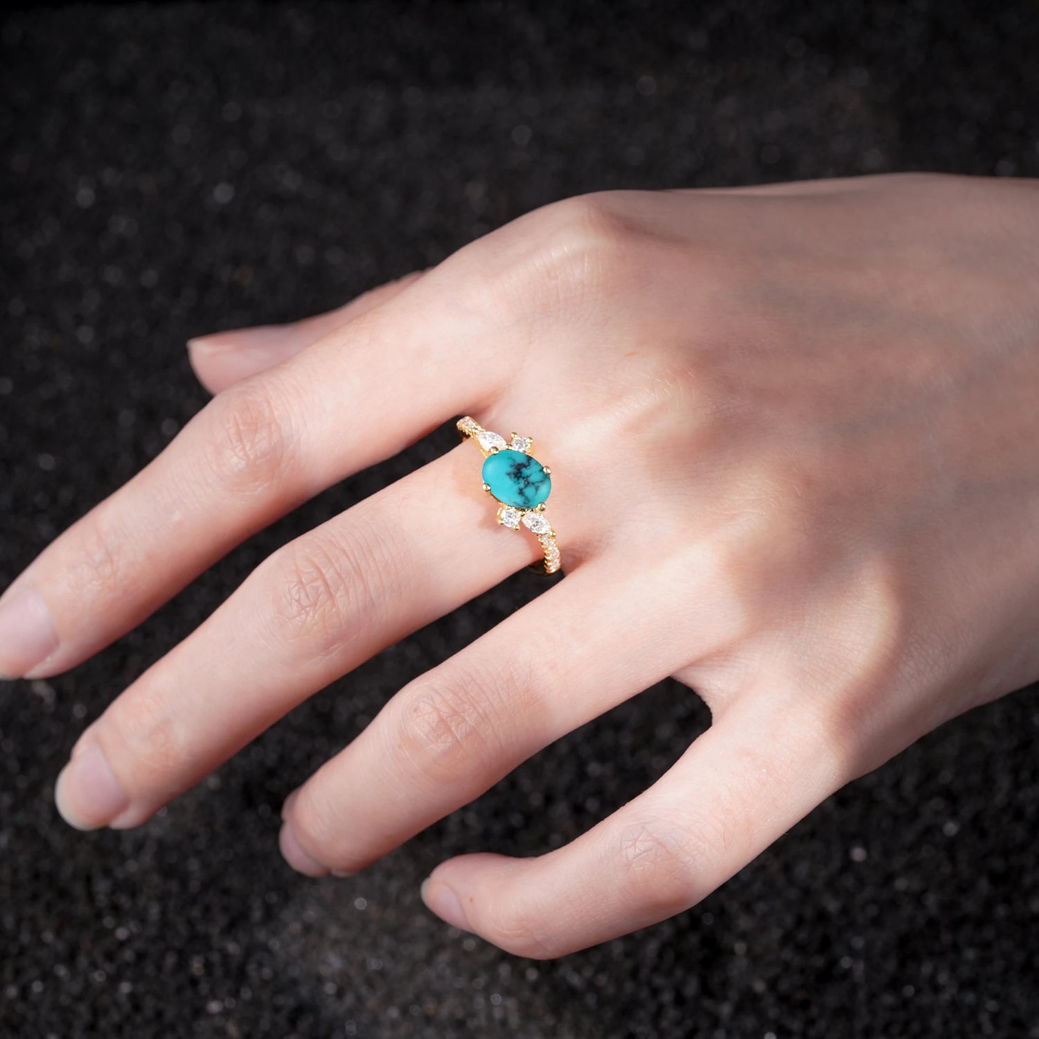 Vintage Oval Cut Turquoise Engagement Ring for Her