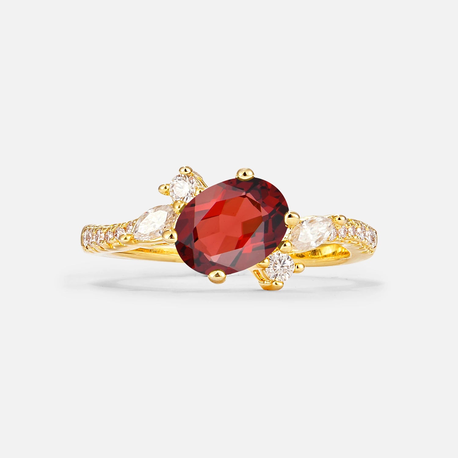 Vintage Oval Cut Garnet Engagement Ring for Her