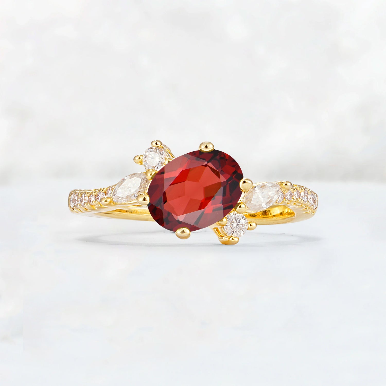 Vintage Oval Cut Garnet Engagement Ring for Her