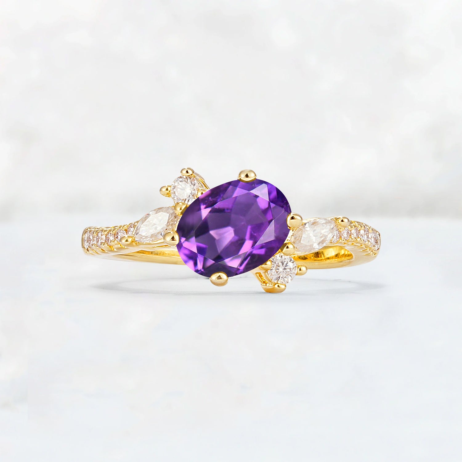 Vintage Oval Cut Amethyst Engagement Ring for Her