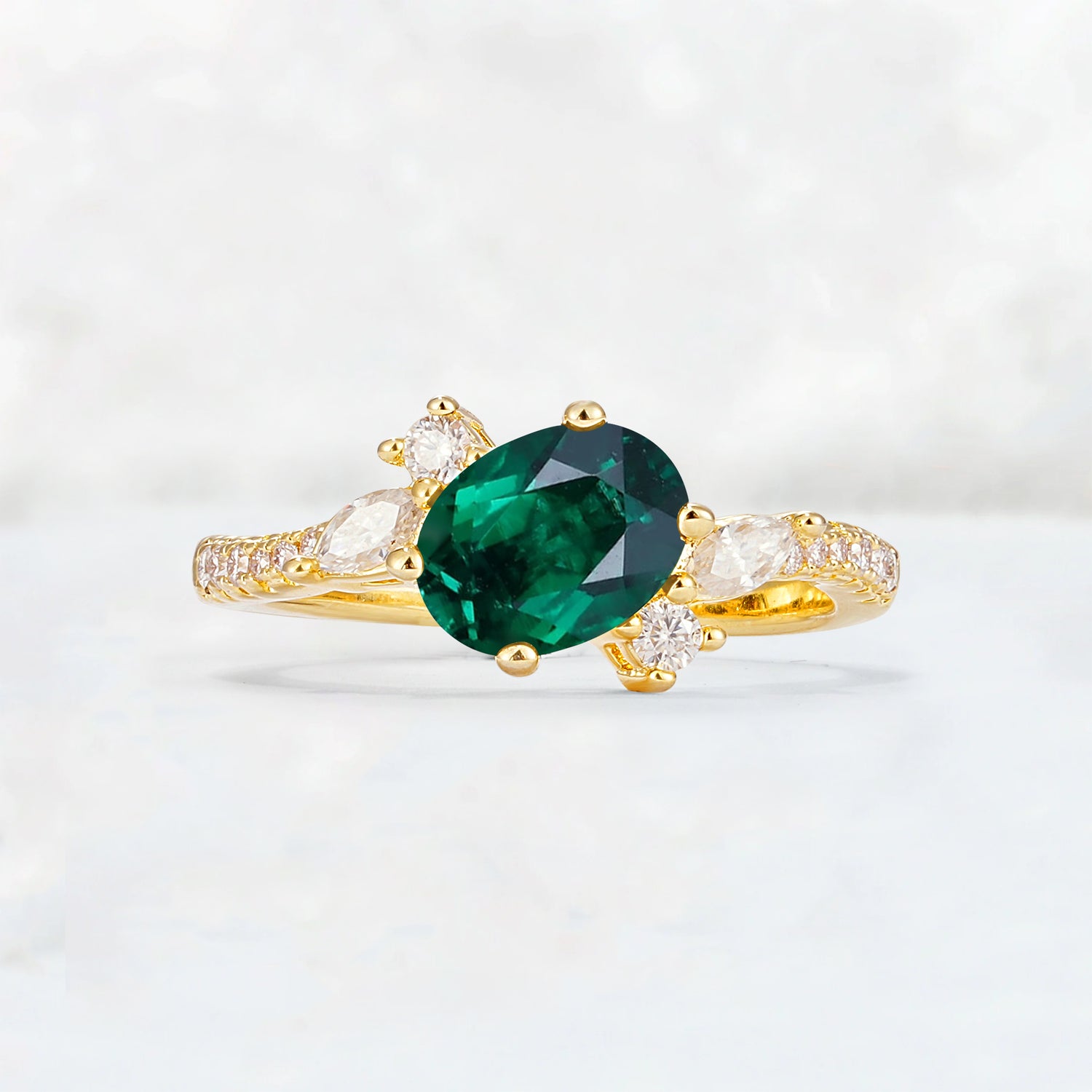 Vintage Oval Cut Emerald Engagement Ring for Her