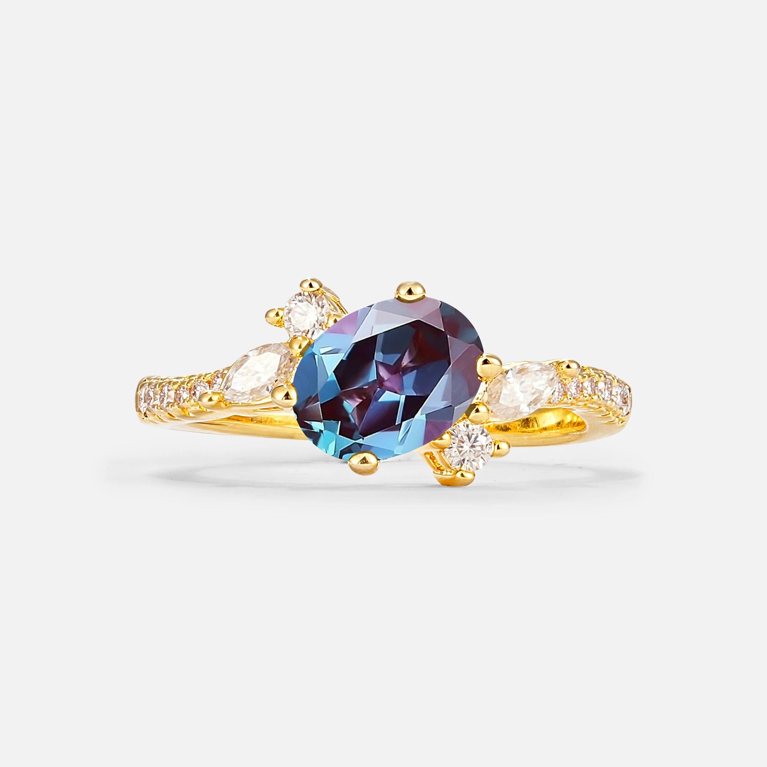 Vintage Oval Cut Alexandrite Engagement Ring for Her