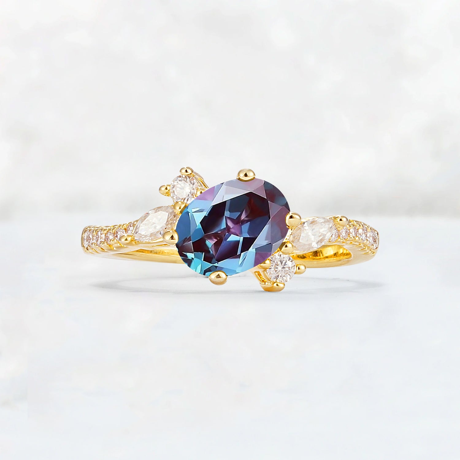 Vintage Oval Cut Alexandrite Engagement Ring for Her