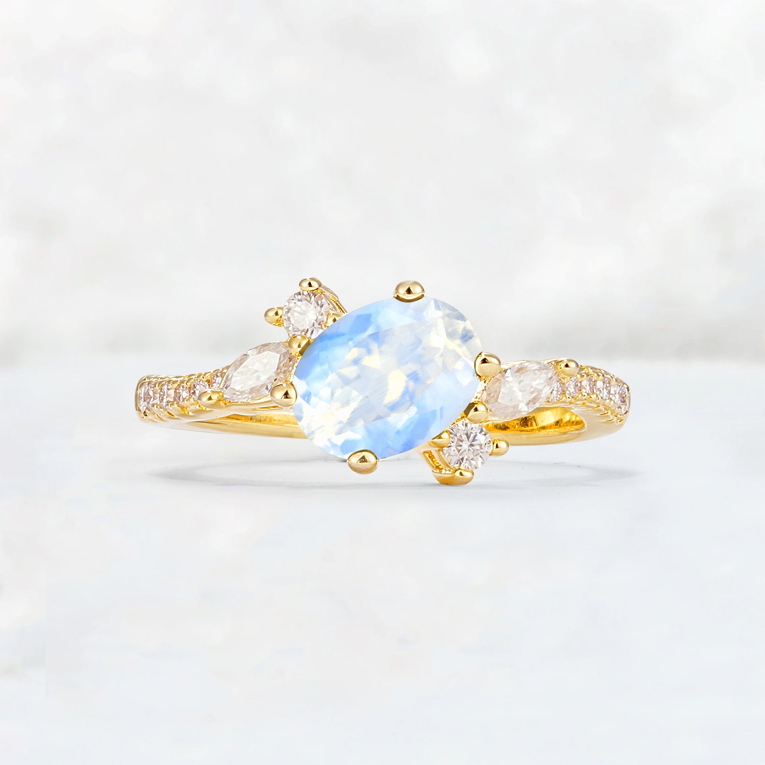 Vintage Oval Cut Moonstone Engagement Ring for Her