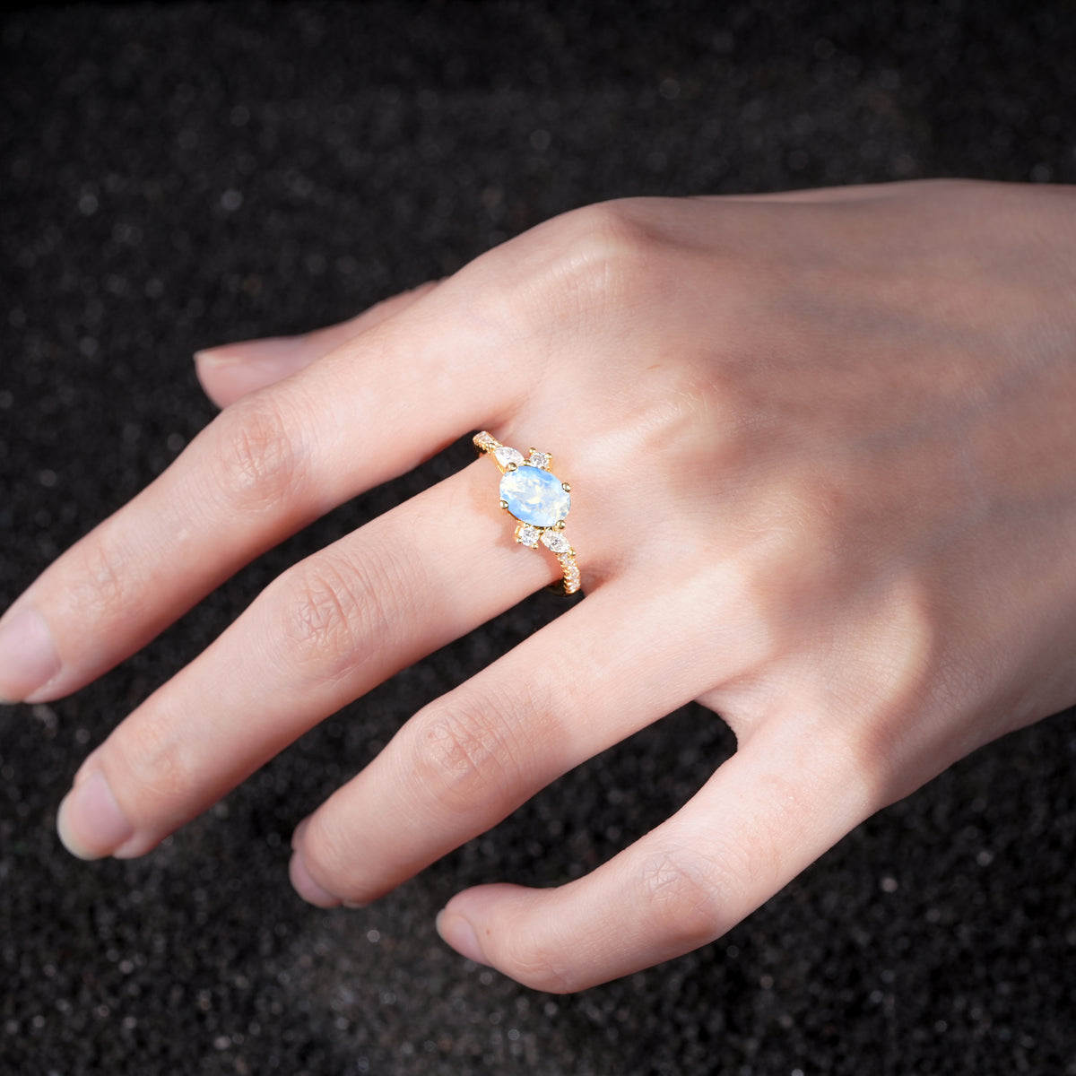 Vintage Oval Cut Moonstone Engagement Ring for Her - Additional view