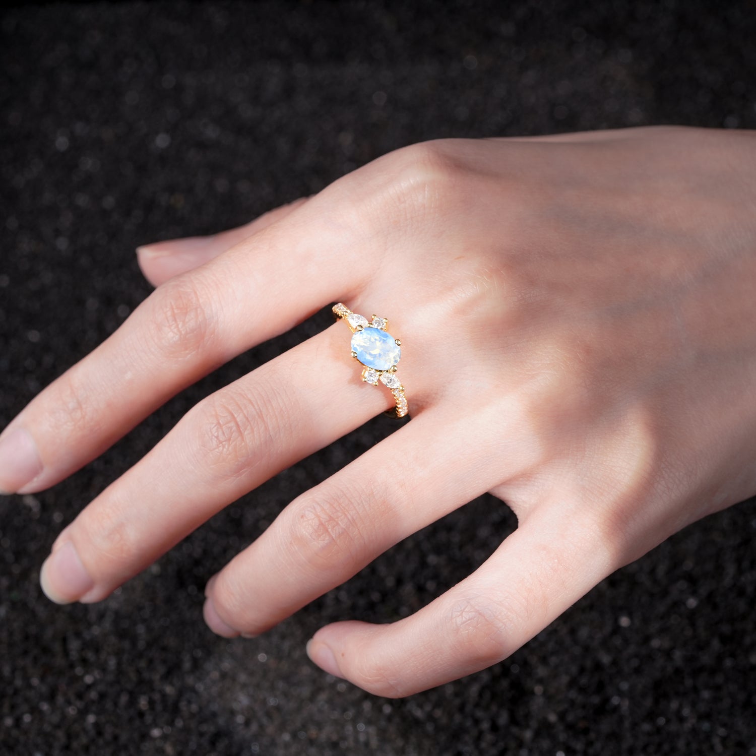 Vintage Oval Cut Moonstone Engagement Ring for Her - Additional view