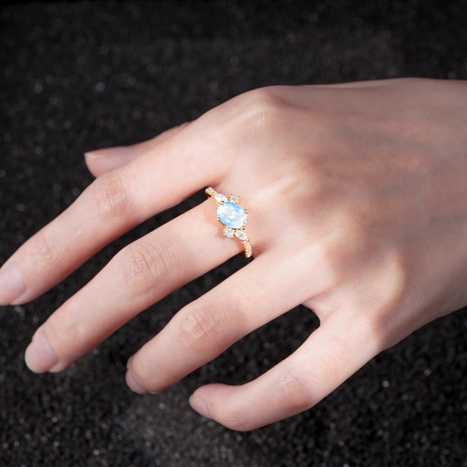 Vintage Oval Cut Moonstone Engagement Ring for Her