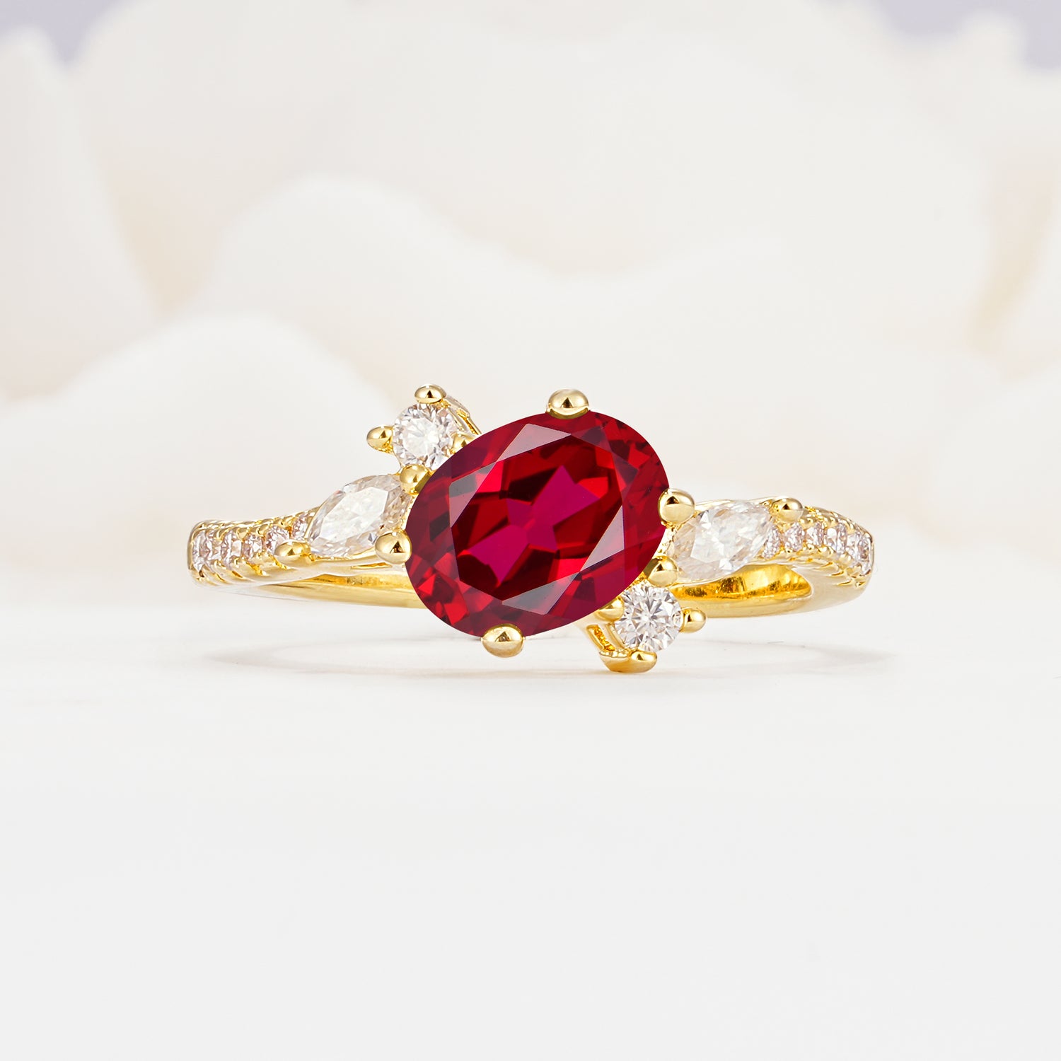 Vintage Oval Cut Ruby Engagement Ring for Her - Additional view