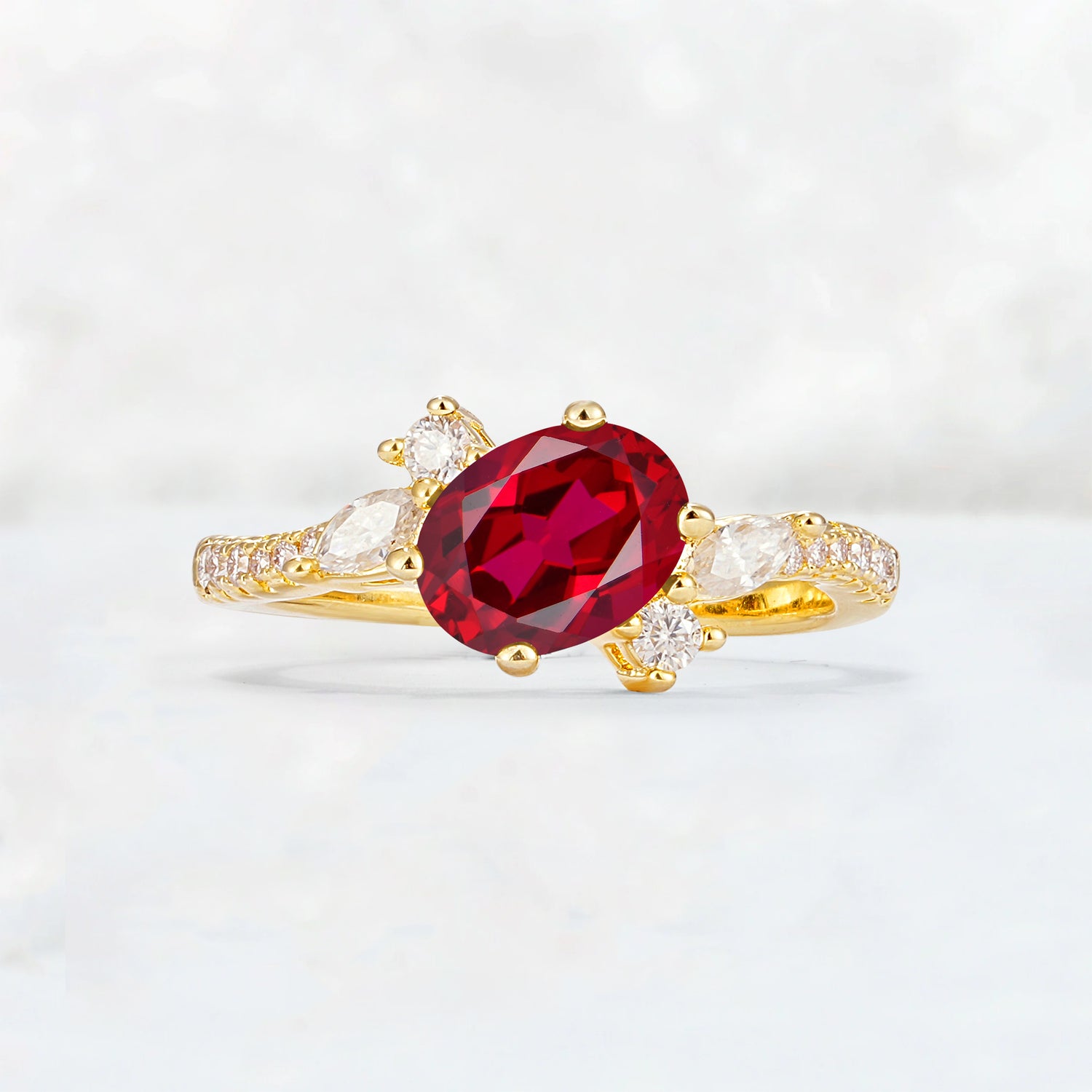 Vintage Oval Cut Ruby Engagement Ring for Her