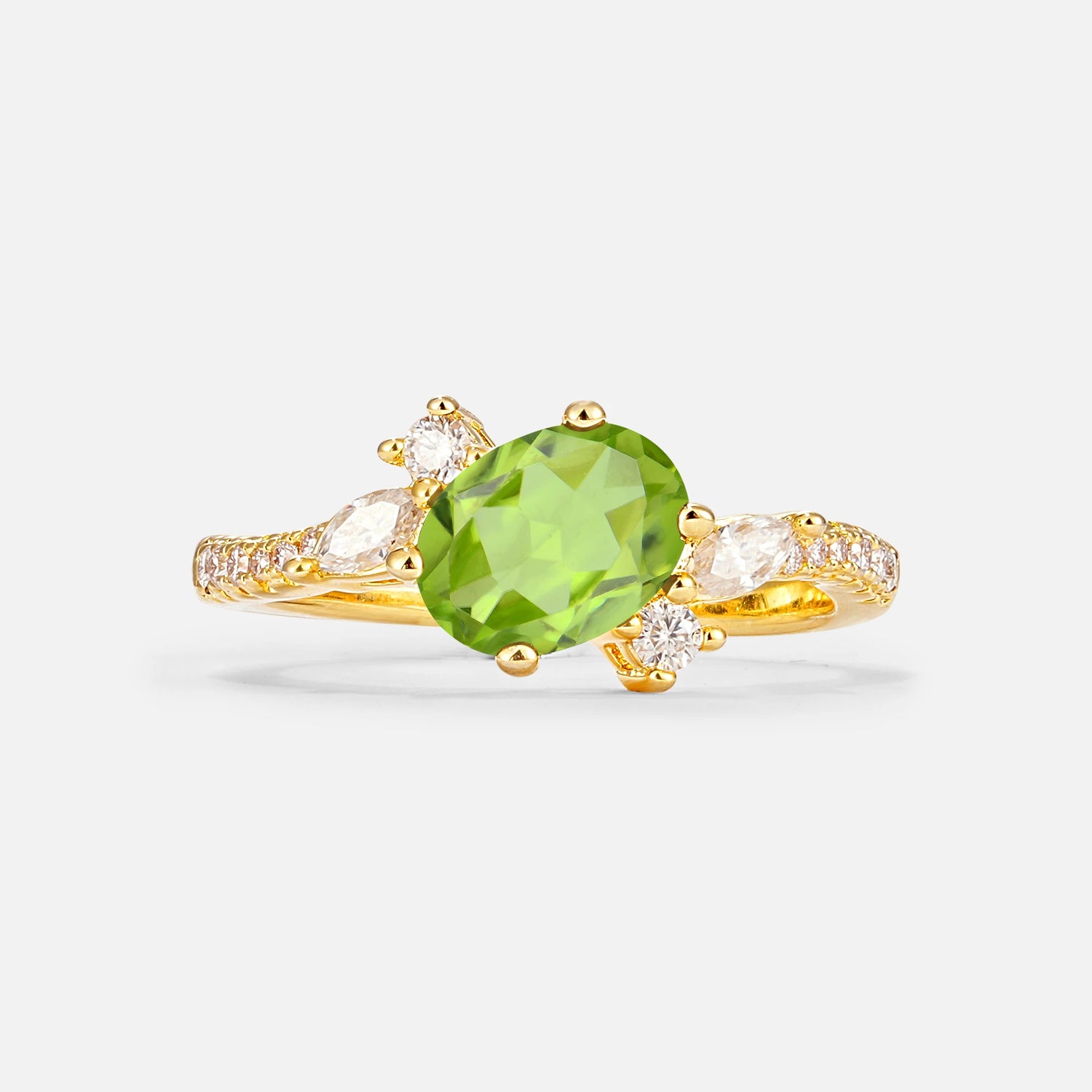 Vintage Oval Cut Peridot Engagement Ring for Her