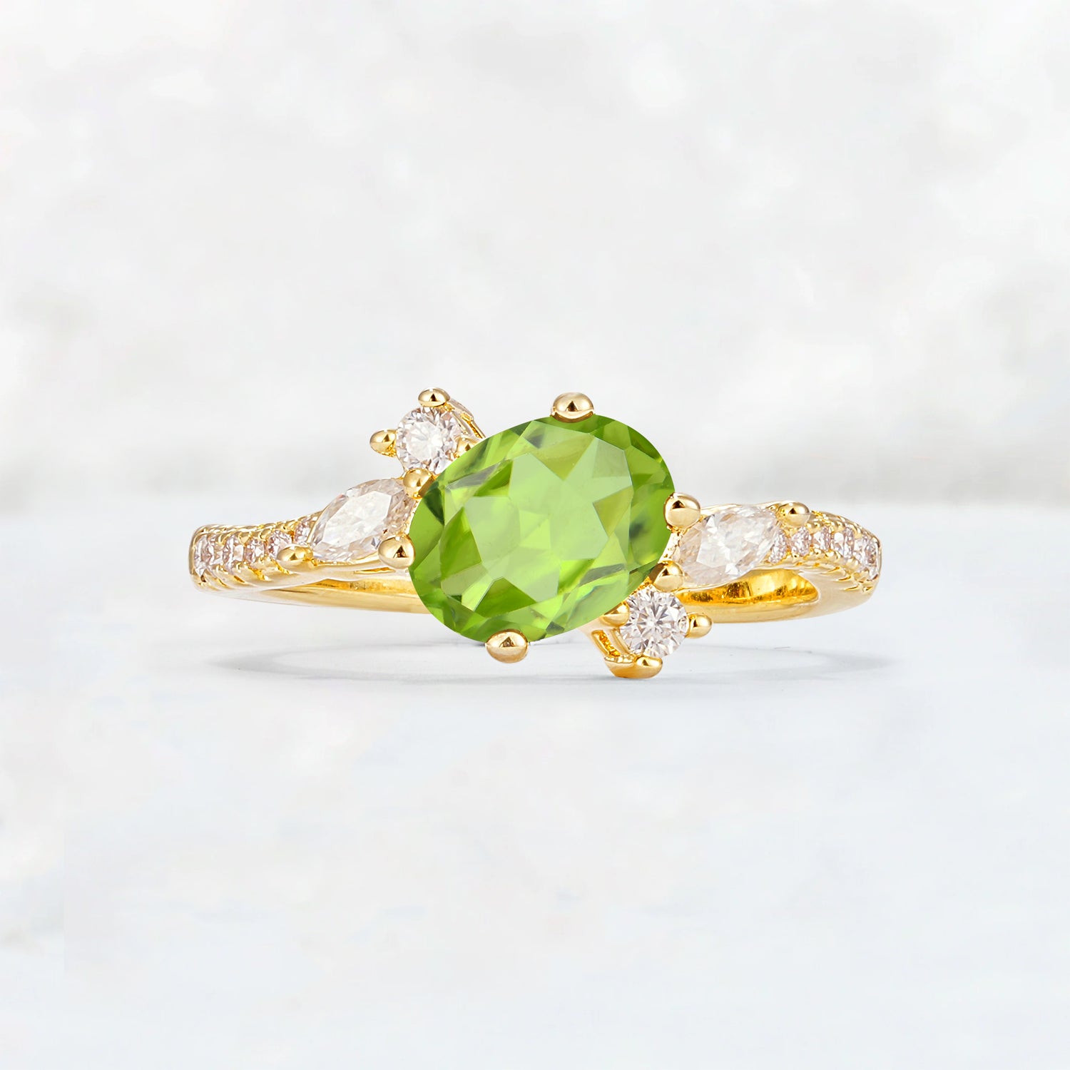 Vintage Oval Cut Peridot Engagement Ring for Her