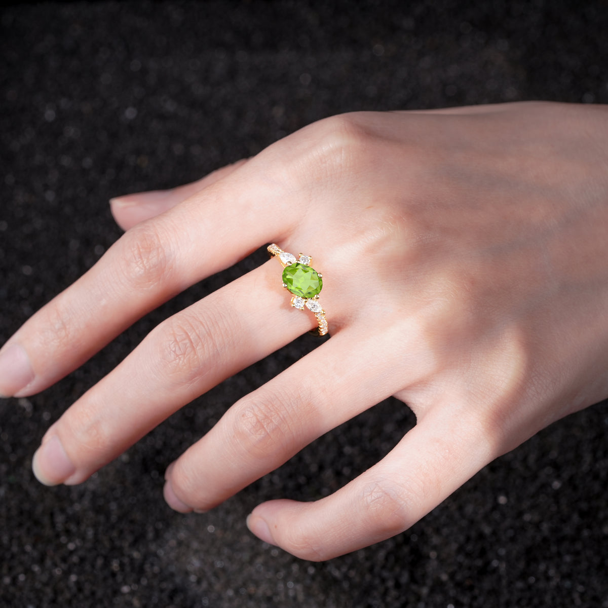 Vintage Oval Cut Peridot Engagement Ring for Her - Additional view