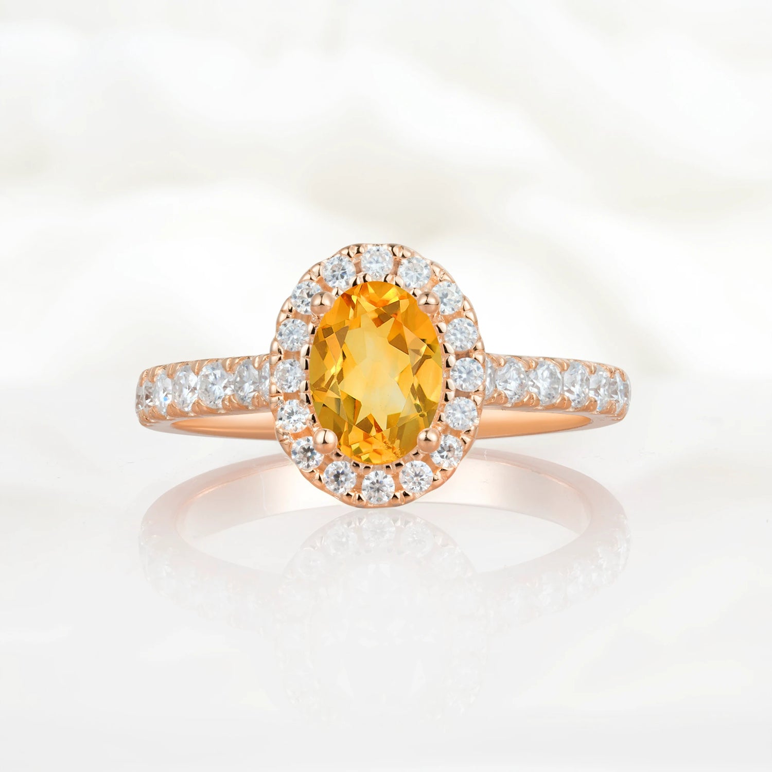 Halo Oval-Cut Citrine Engagement Ring