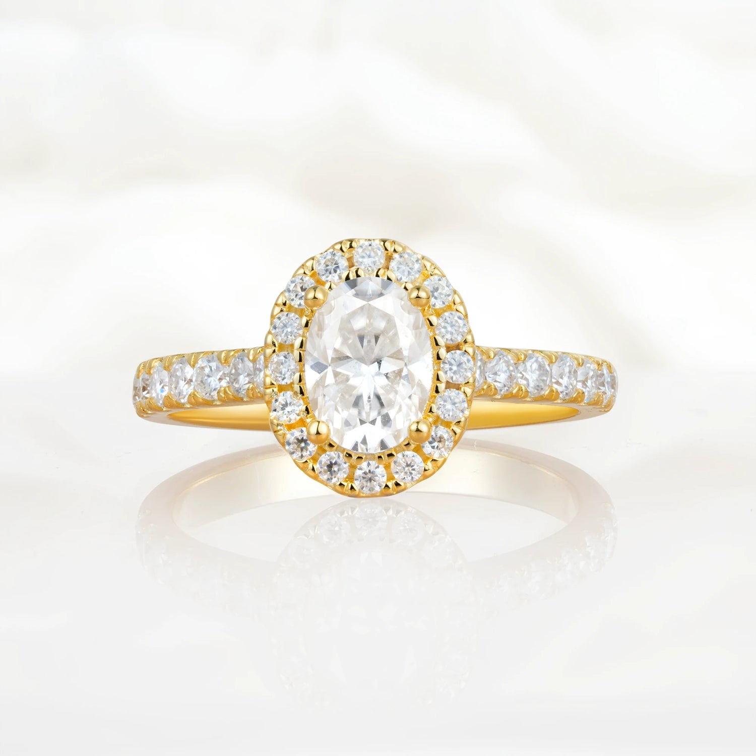 Halo Oval-Cut Moissanite Engagement Ring