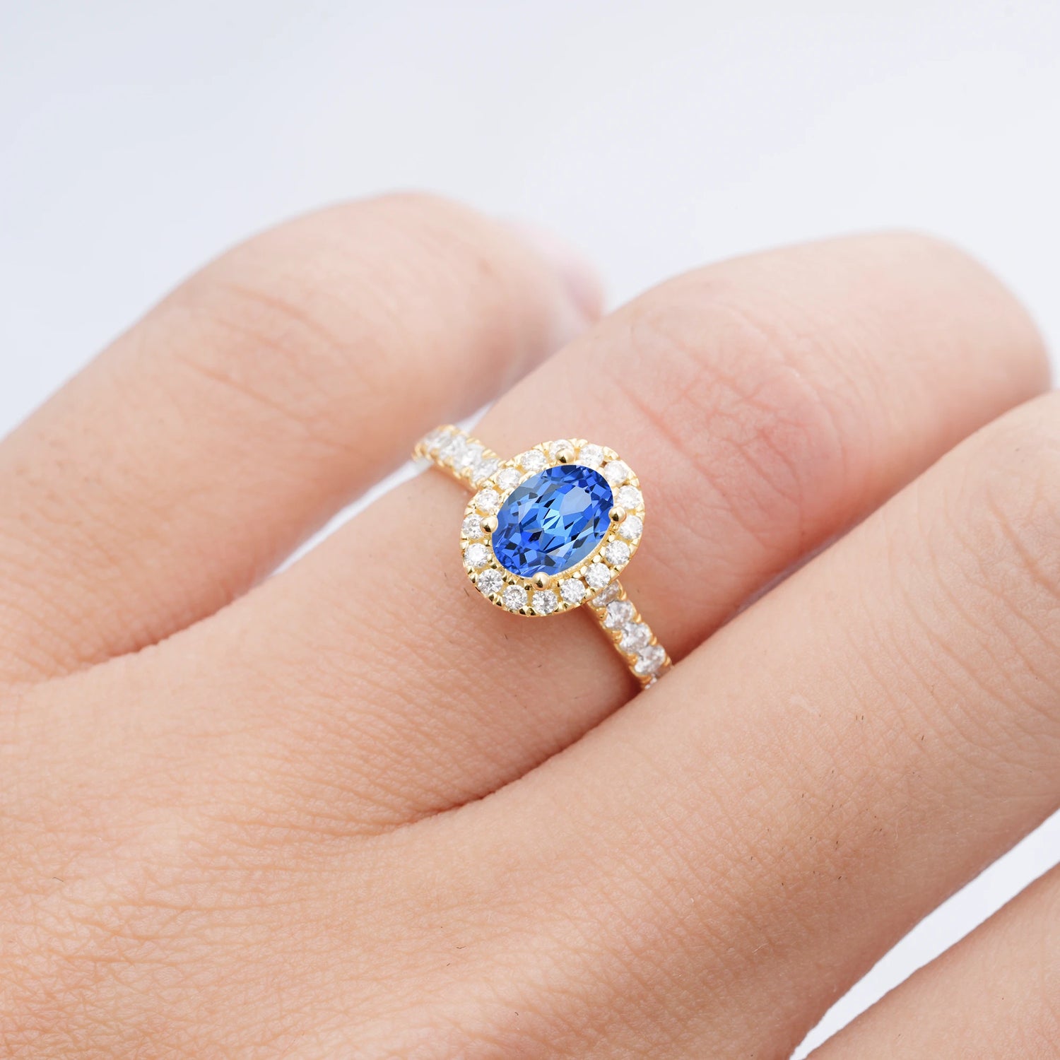 Halo Oval-Cut Sapphire Engagement Ring