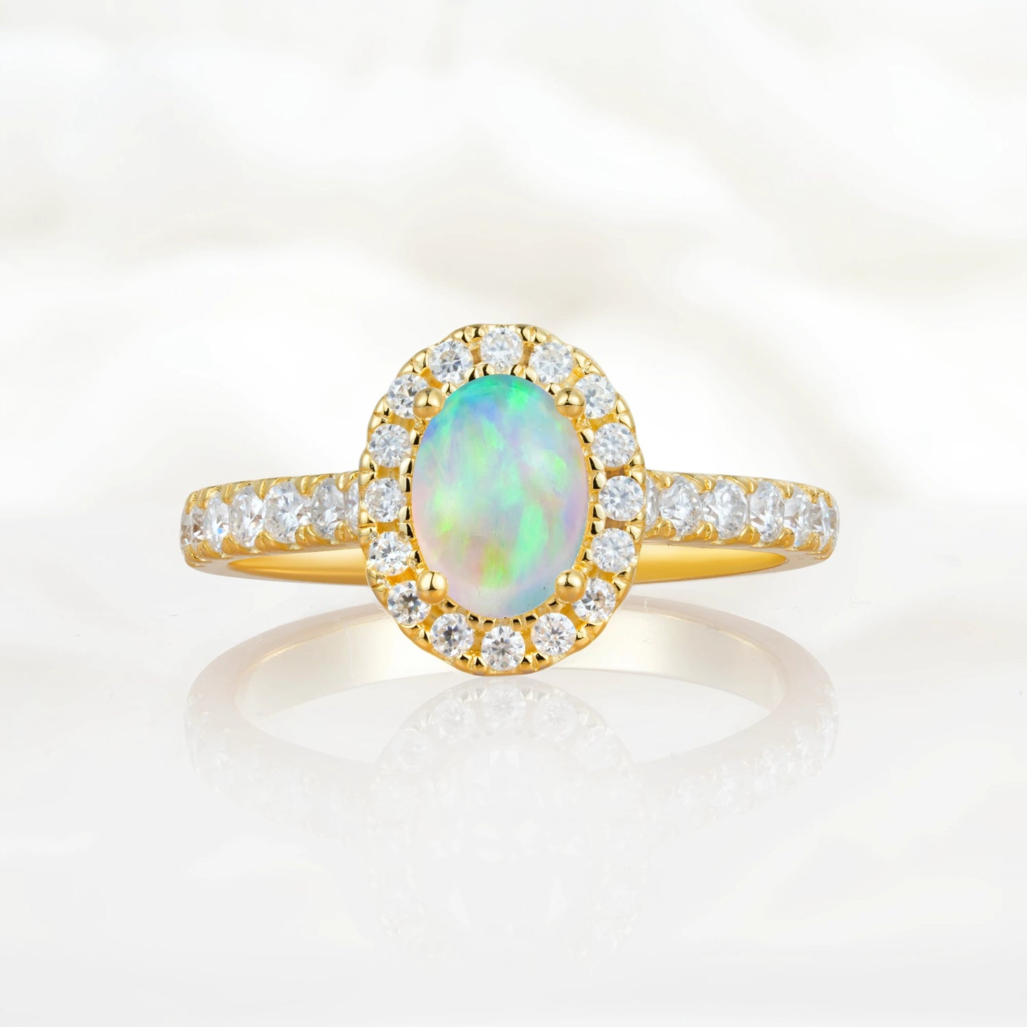 Halo Oval-Cut Opal Engagement Ring