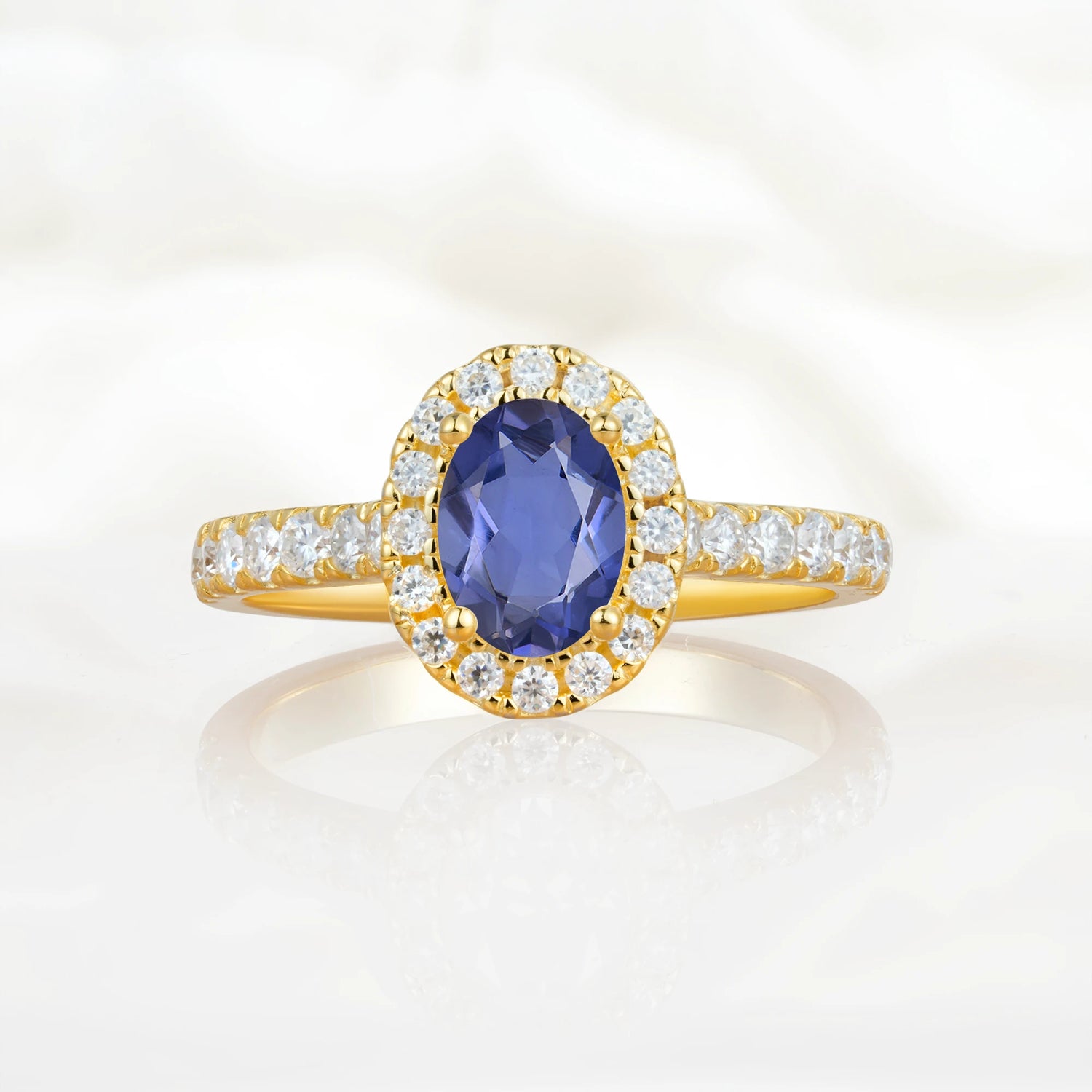 Halo Oval-Cut Tanzanite Engagement Ring