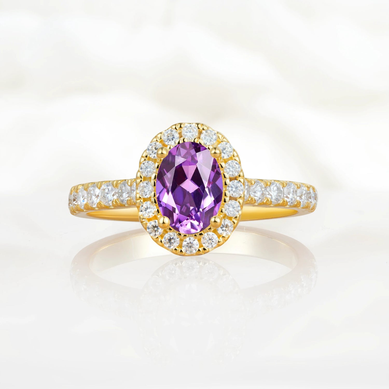 Halo Oval-Cut Amethyst Engagement Ring