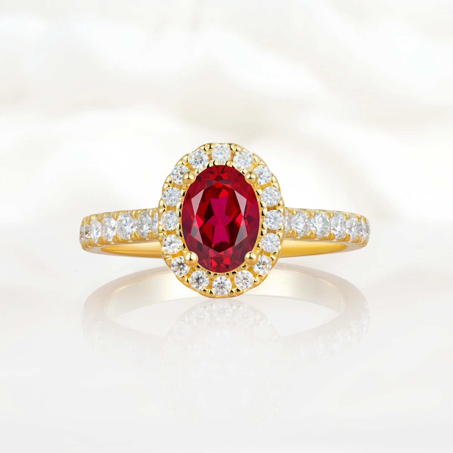 Halo Oval-Cut Ruby Engagement Ring