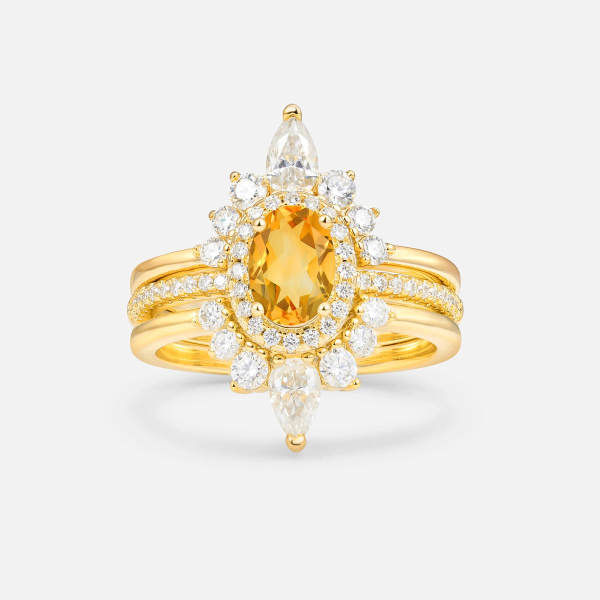 3 Piece Citrine Bridal Set with Enhancer Bands