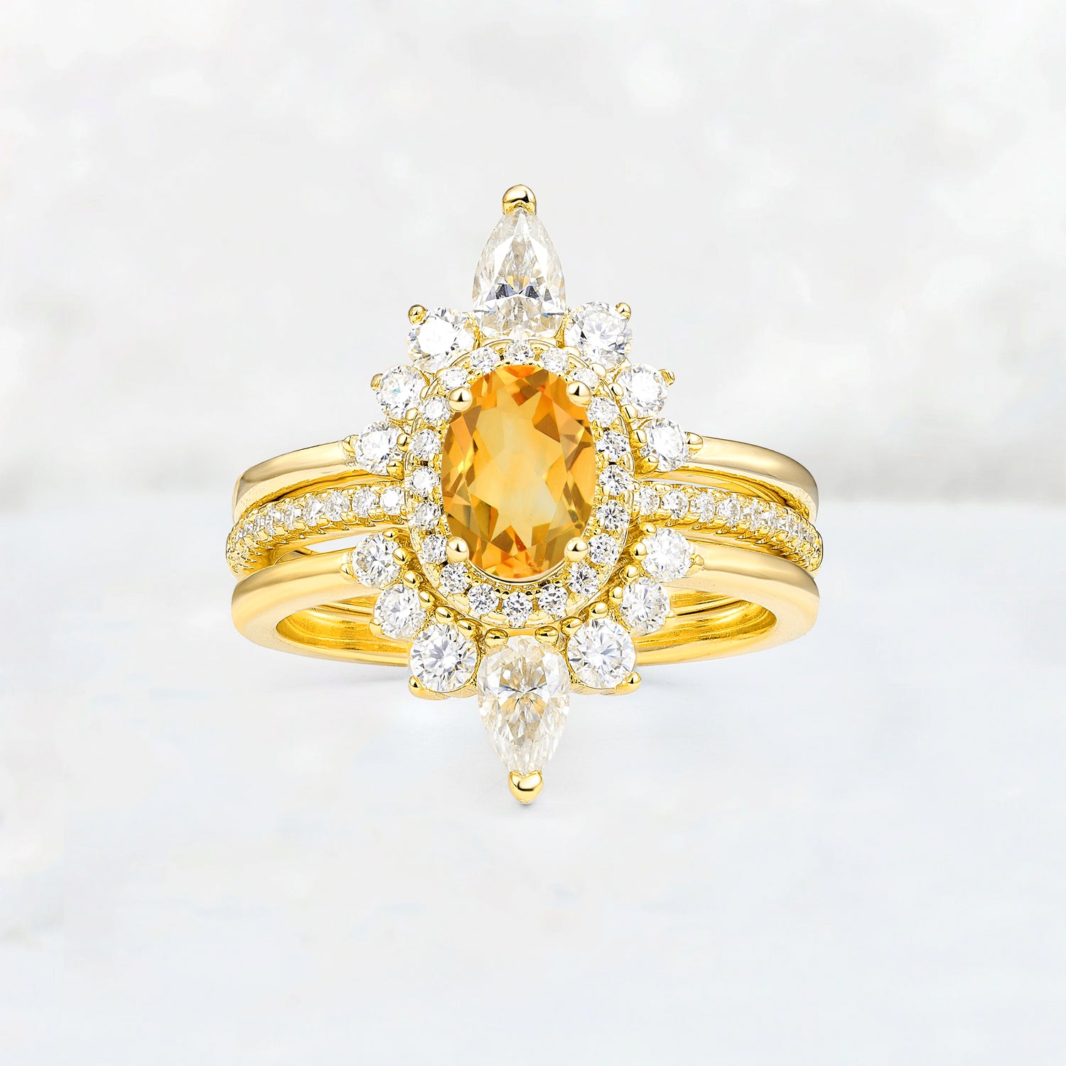 3 Piece Citrine Bridal Set with Enhancer Bands