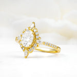 Oval Cut Moissanite Starburst Halo Engagement Ring with Pavé Band - Additional view