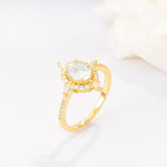 Oval Cut Moissanite Starburst Halo Engagement Ring with Pavé Band - Additional view