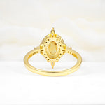 Oval Cut Citrine Starburst Halo Engagement Ring with Pavé Band - Additional view