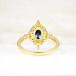 Oval Cut Alexandrite Starburst Halo Engagement Ring with Pavé Band - Additional view