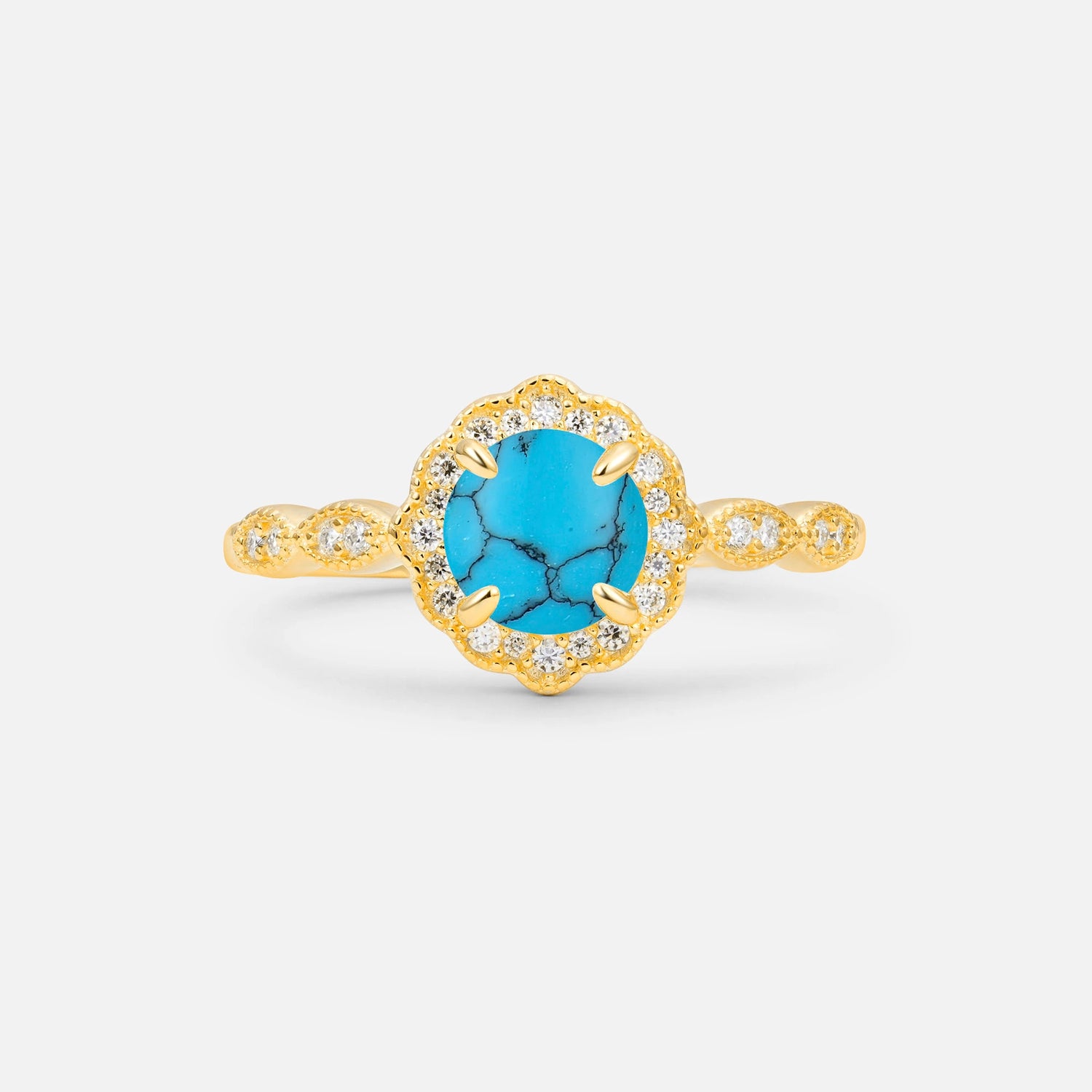 Vintage Halo Turquoise Engagement Ring for Her