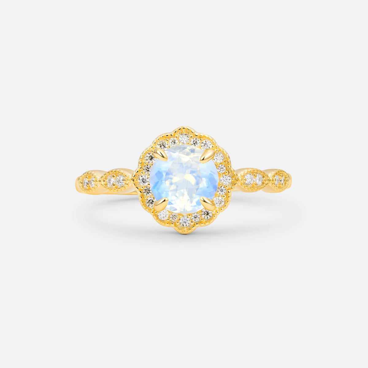 Vintage Halo Moonstone Engagement Ring for Her