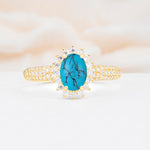 ML07032 Turquoise Ring - Yellow-Gold
