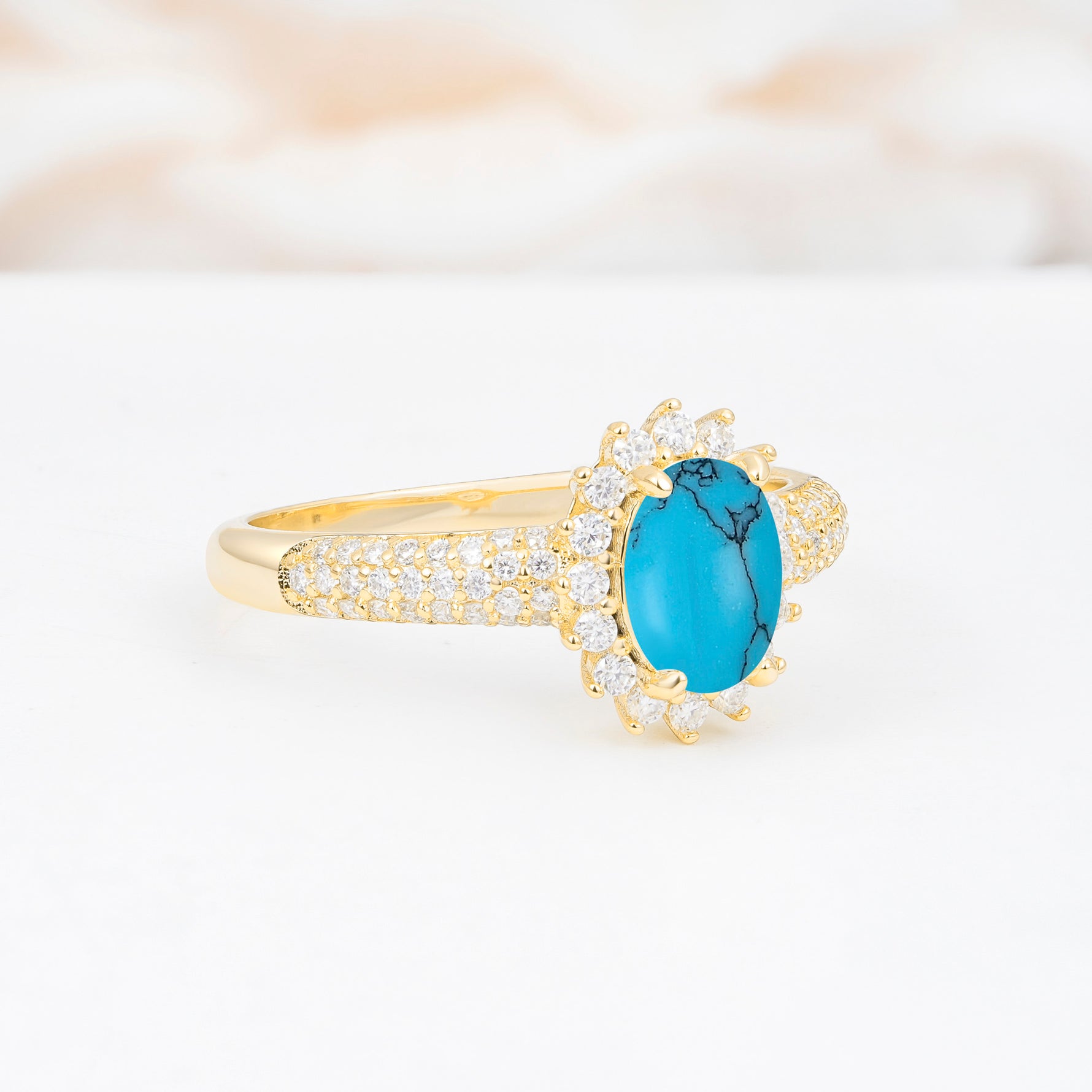 ML07032 Turquoise Ring - White-Gold