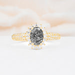 ML07032 Black Rutilated Quartz Ring - Yellow-Gold