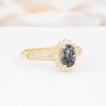 ML07032 Black Rutilated Quartz Ring - White-Gold