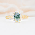 ML07032 Moss Agate Ring - Yellow-Gold