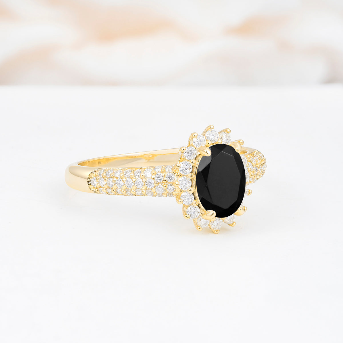 ML07032 Black Onyx Ring - White-Gold