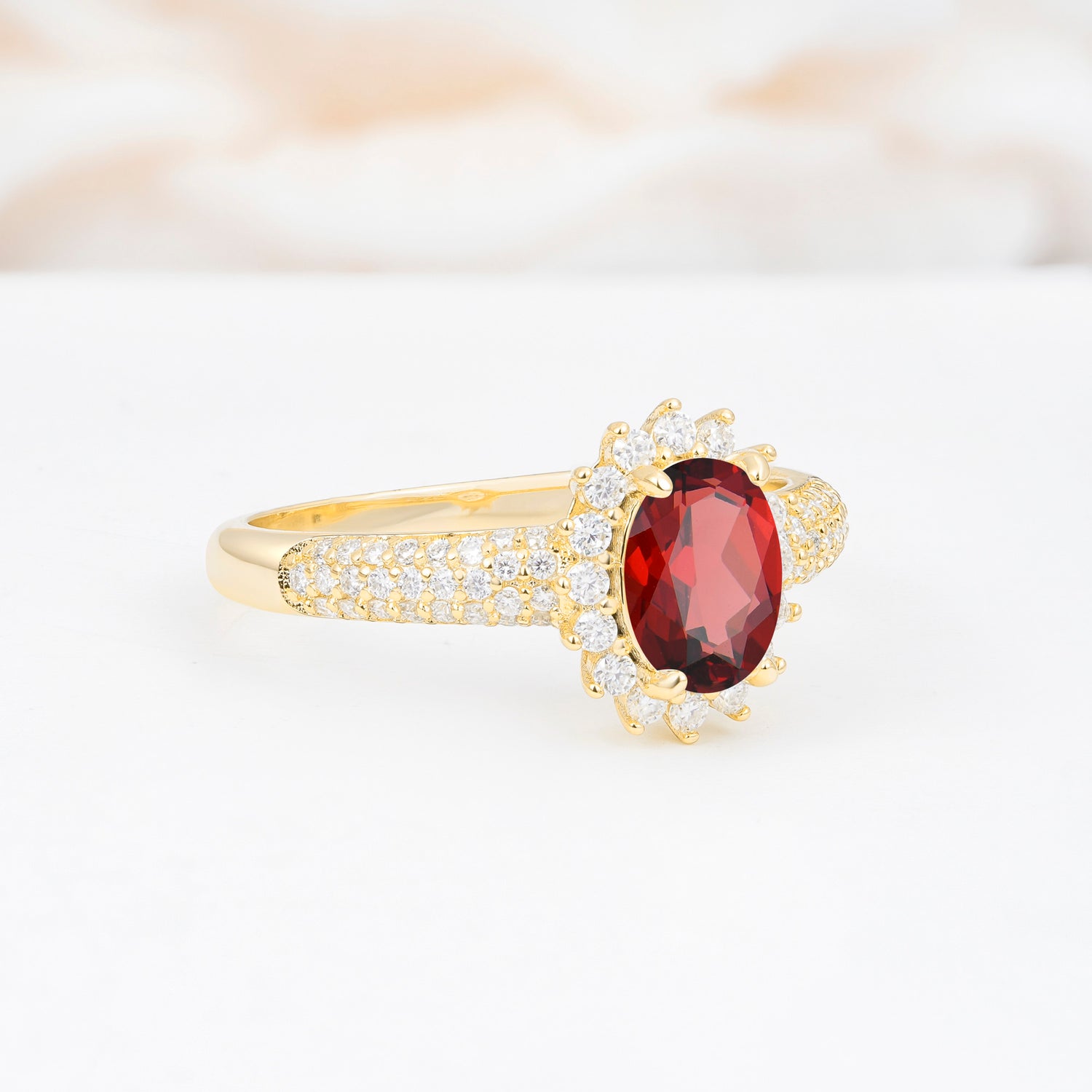 ML07032 Garnet Ring - White-Gold
