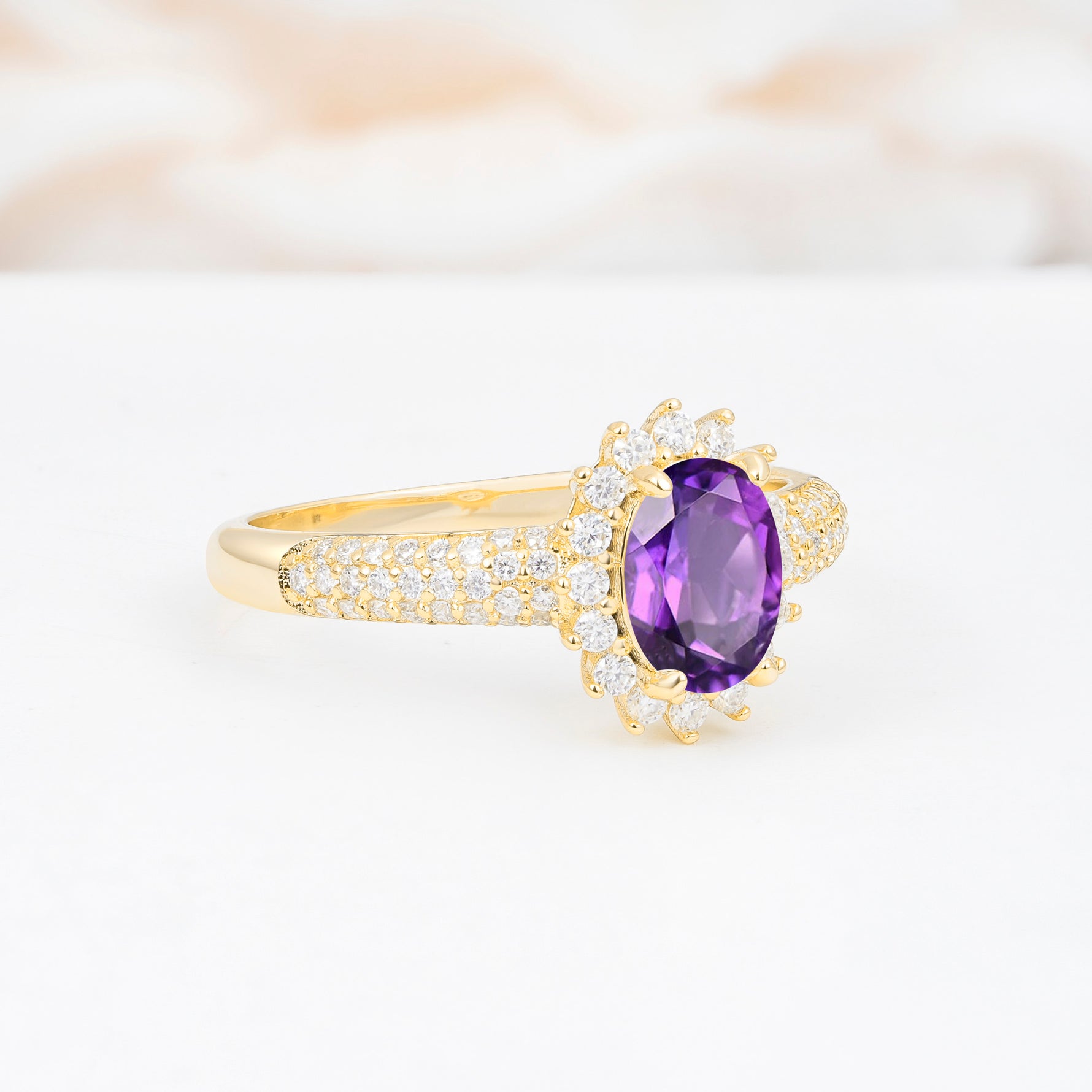 ML07032 Amethyst Ring - White-Gold
