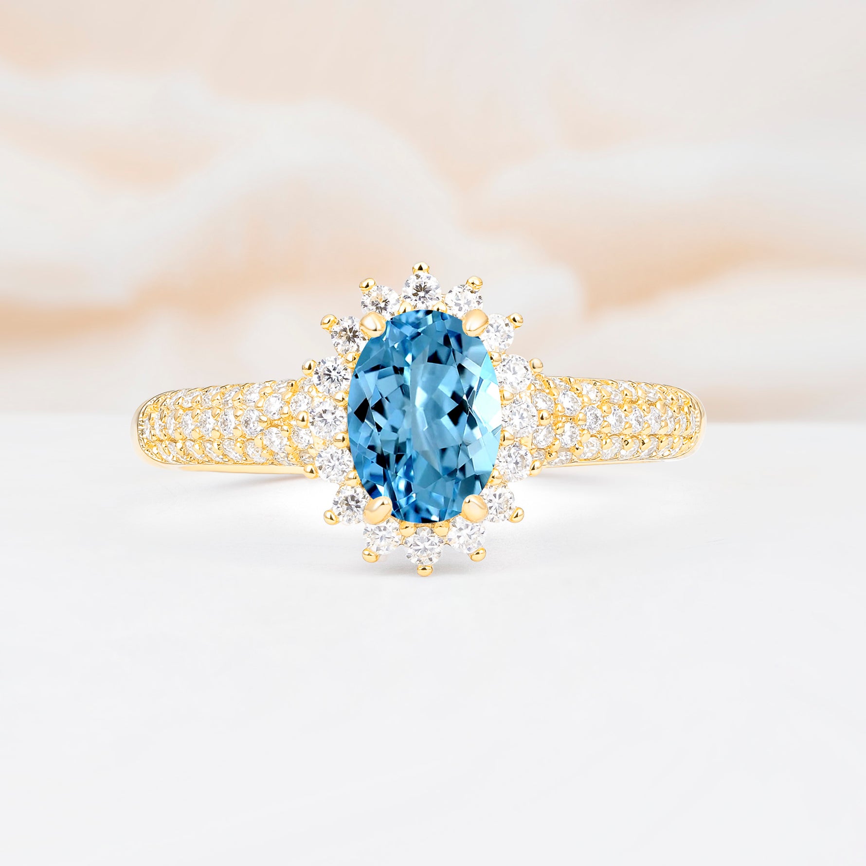 ML07032 Aquamarine Ring - Yellow-Gold