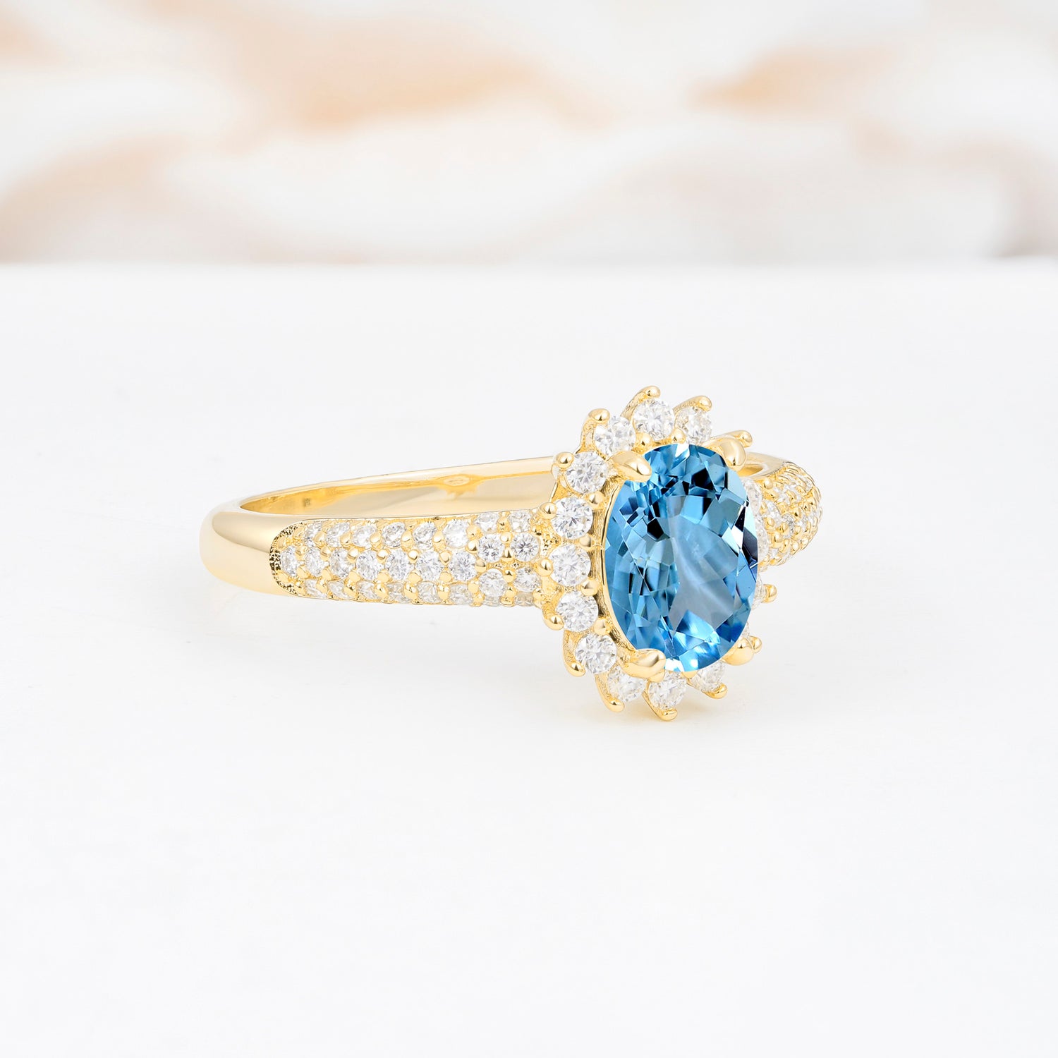 ML07032 Aquamarine Ring - White-Gold