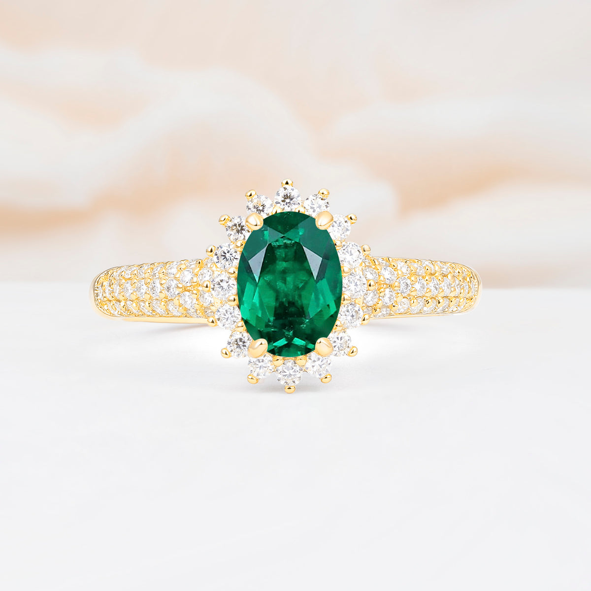 ML07032 Emerald Ring - Yellow-Gold