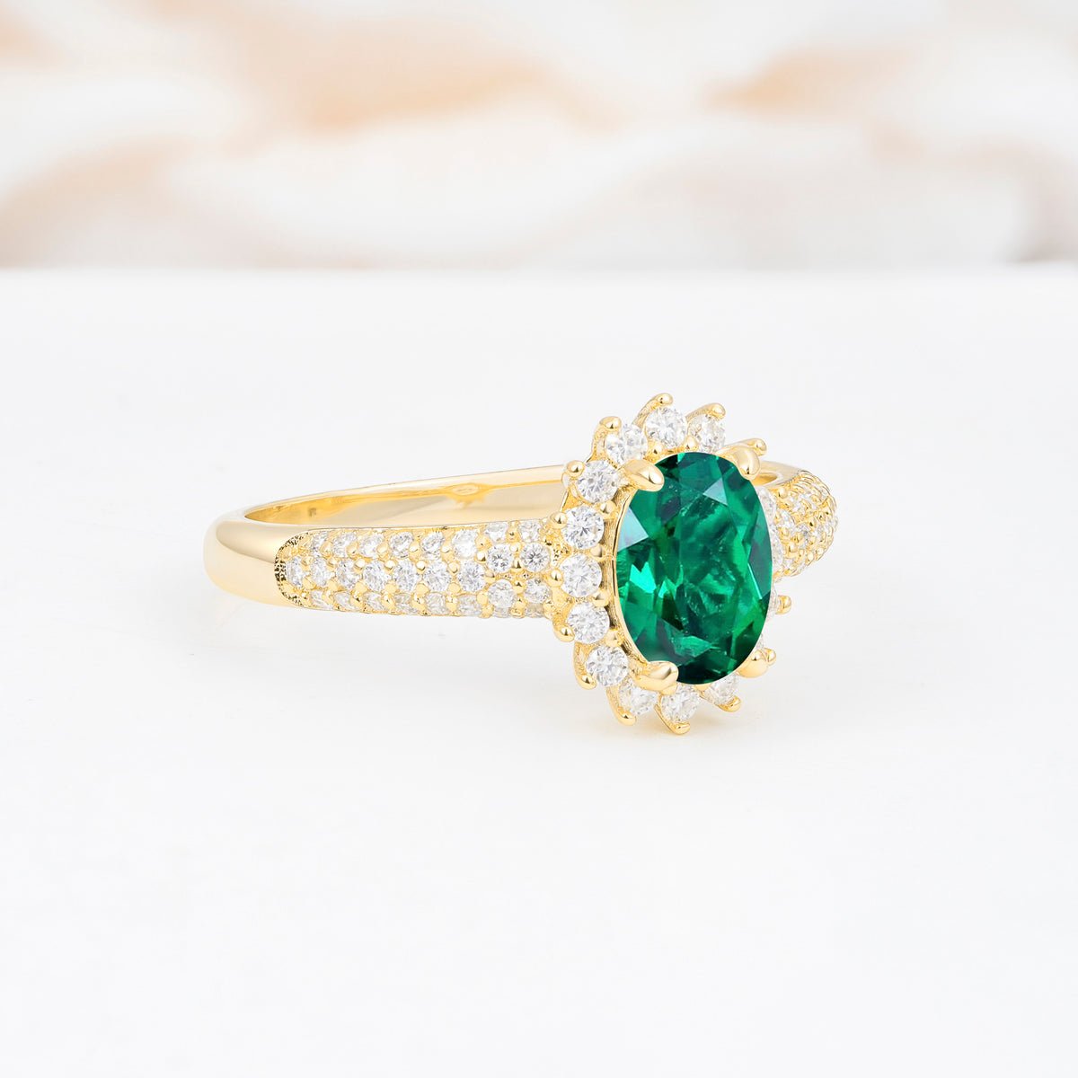 ML07032 Emerald Ring - White-Gold