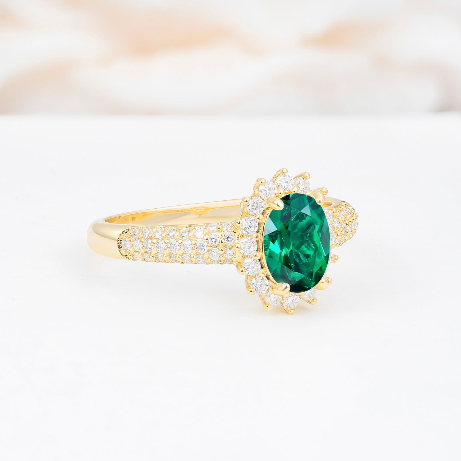 ML07032 Emerald Ring - White-Gold
